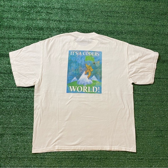 Vintage White Tech Shirt “It’s A Coders’ World”  Software - Picture 1 of 8